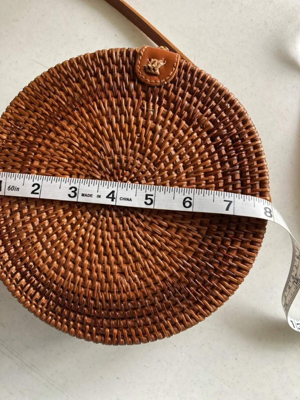 Round Woven Crossbody Bag in Brown - Picture 9 of 11